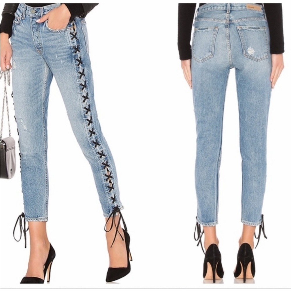 Grlfrnd Karolina High Rise Side Tie Skinny Jeans